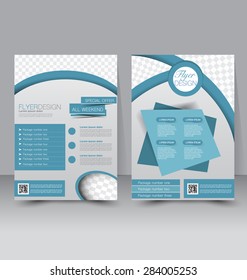 Flyer template. Business brochure. Editable A4 poster for design, education, presentation, website, magazine cover. Blue color.