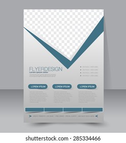 Flyer template. Business brochure. Editable A4 poster for design, education, presentation, website, magazine cover. Blue color.