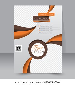 Flyer template. Business brochure. Editable A4 poster for design, education, presentation, website, magazine cover. Orange and brown color.