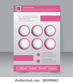Flyer template. Business brochure. Editable A4 poster for design, education, presentation, website, magazine cover. Pink color.