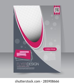 Flyer template. Business brochure. Editable A4 poster for design, education, presentation, website, magazine cover. Pink and grey color.