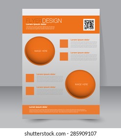 Flyer template. Business brochure. Editable A4 poster for design, education, presentation, website, magazine cover. Orange color.