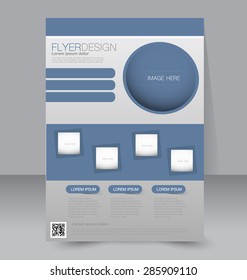 Flyer template. Business brochure. Editable A4 poster for design, education, presentation, website, magazine cover. Blue color.