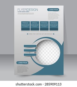 Flyer template. Business brochure. Editable A4 poster for design, education, presentation, website, magazine cover. Blue color.