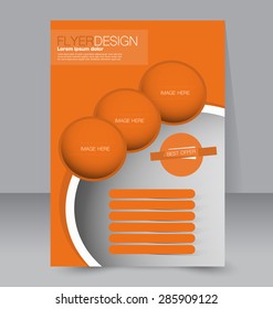 Flyer template. Business brochure. Editable A4 poster for design, education, presentation, website, magazine cover. Orange color.
