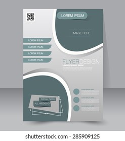 Flyer template. Business brochure. Editable A4 poster for design, education, presentation, website, magazine cover. Green color.