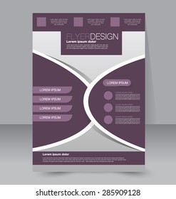 Flyer template. Business brochure. Editable A4 poster for design, education, presentation, website, magazine cover. Purple color.