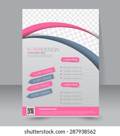 Flyer template. Business brochure. Editable A4 poster for design, education, presentation, website, magazine cover. Pink and grey color