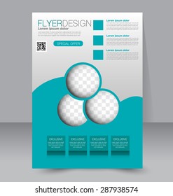 Flyer template. Business brochure. Editable A4 poster for design, education, presentation, website, magazine cover. Green color