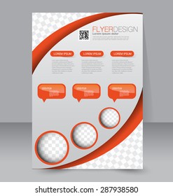 Flyer template. Business brochure. Editable A4 poster for design, education, presentation, website, magazine cover. Orange color