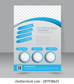 Flyer template. Business brochure. Editable A4 poster for design, education, presentation, website, magazine cover. Blue color