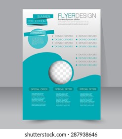Flyer template. Business brochure. Editable A4 poster for design, education, presentation, website, magazine cover. Green color