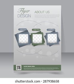Flyer template. Business brochure. Editable A4 poster for design, education, presentation, website, magazine cover. Green color