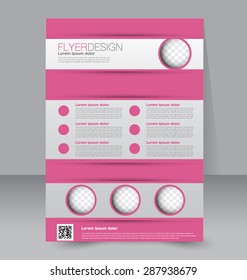 Flyer template. Business brochure. Editable A4 poster for design, education, presentation, website, magazine cover. Pink color.
