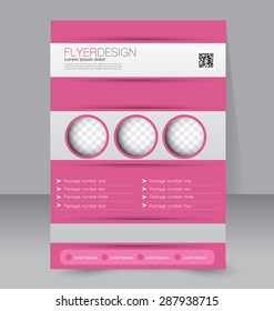 Flyer template. Business brochure. Editable A4 poster for design, education, presentation, website, magazine cover. Pink color.
