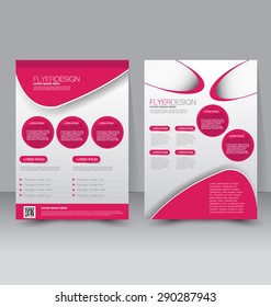 Flyer template. Business brochure. Editable A4 poster for design, education, presentation, website, magazine cover. Pink color.