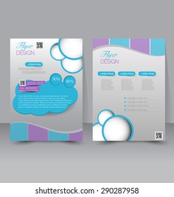 Flyer template. Business brochure. Editable A4 poster for design, education, presentation, website, magazine cover. Blue and purple color.