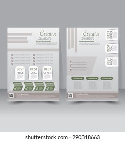 Flyer template. Business brochure. Editable A4 poster for design, education, presentation, website, magazine cover. Green color.