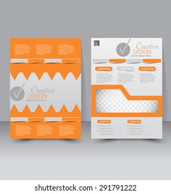 Flyer template. Business brochure. Editable A4 poster for design, education, presentation, website, magazine cover. Orange color.