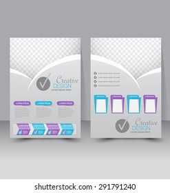 Flyer template. Business brochure. Editable A4 poster for design, education, presentation, website, magazine cover. Blue and purple color.