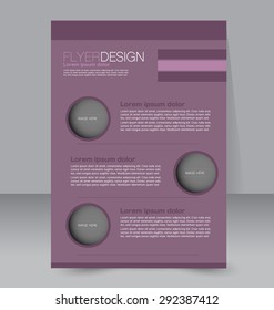 Flyer template. Business brochure. Editable A4 poster for design, education, presentation, website, magazine cover. Purple color.