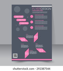 Flyer template. Business brochure. Editable A4 poster for design, education, presentation, website, magazine cover. Pink and grey color.
