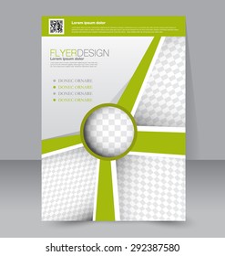 Flyer template. Business brochure. Editable A4 poster for design, education, presentation, website, magazine cover. Green color.