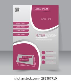Flyer template. Business brochure. Editable A4 poster for design, education, presentation, website, magazine cover. Pink color.