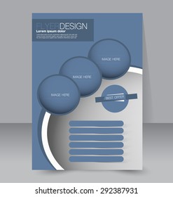 Flyer template. Business brochure. Editable A4 poster for design, education, presentation, website, magazine cover. Blue color.