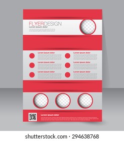 Flyer template. Business brochure. Editable A4 poster for design, education, presentation, website, magazine cover. Red color