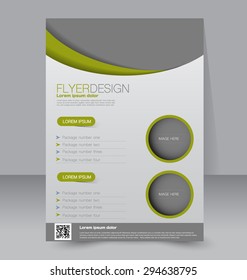 Flyer template. Business brochure. Editable A4 poster for design, education, presentation, website, magazine cover. Green color