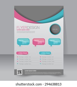 Flyer template. Business brochure. Editable A4 poster for design, education, presentation, website, magazine cover. Green and pink color
