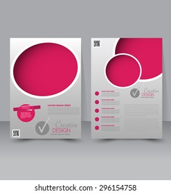 Flyer template. Business brochure. Editable A4 poster for design, education, presentation, website, magazine cover. Pink color.