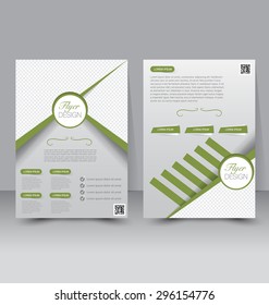 Flyer template. Business brochure. Editable A4 poster for design, education, presentation, website, magazine cover. Green color.