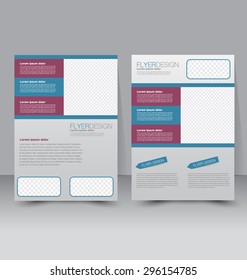 Flyer template. Business brochure. Editable A4 poster for design, education, presentation, website, magazine cover. Red and blue color.