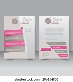 Flyer template. Business brochure. Editable A4 poster for design, education, presentation, website, magazine cover. Pink color.