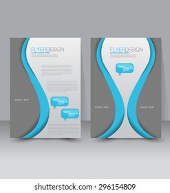 Flyer template. Business brochure. Editable A4 poster for design, education, presentation, website, magazine cover. Blue color.