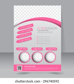 Flyer Template. Business Brochure. Editable A4 Poster For Design, Education, Presentation, Website, Magazine Cover. Pink Color.