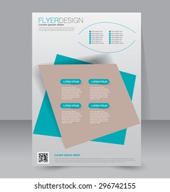 Flyer template. Business brochure. Editable A4 poster for design, education, presentation, website, magazine cover. Green and brown color.