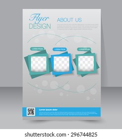Flyer template. Business brochure. Editable A4 poster for design, education, presentation, website, magazine cover. Green and blue color.