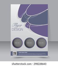 Flyer template. Business brochure. Editable A4 poster for design, education, presentation, website, magazine cover. Blue and purple color