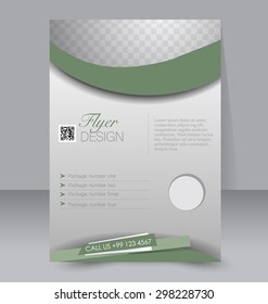 Flyer template. Business brochure. Editable A4 poster for design, education, presentation, website, magazine cover. Green color