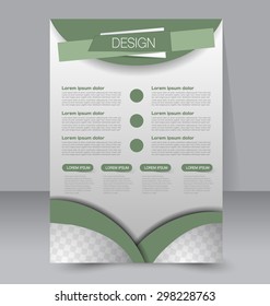 Flyer template. Business brochure. Editable A4 poster for design, education, presentation, website, magazine cover. Green color