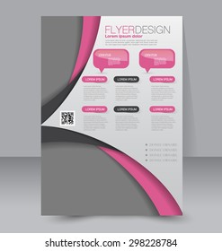 Flyer template. Business brochure. Editable A4 poster for design, education, presentation, website, magazine cover. Pink and black color