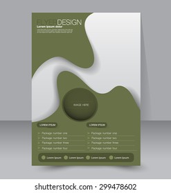 Flyer template. Business brochure. Editable A4 poster for design, education, presentation, website, magazine cover. Green color.