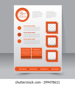 Flyer template. Business brochure. Editable A4 poster for design, education, presentation, website, magazine cover. Orange color.
