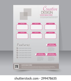 Flyer template. Business brochure. Editable A4 poster for design, education, presentation, website, magazine cover. Pink color.