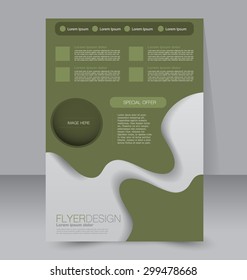 Flyer template. Business brochure. Editable A4 poster for design, education, presentation, website, magazine cover. Green color.