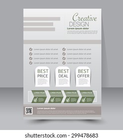 Flyer template. Business brochure. Editable A4 poster for design, education, presentation, website, magazine cover. Green color.