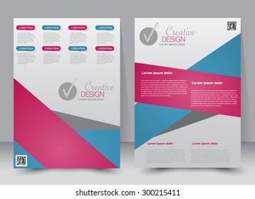 Flyer template. Business brochure. Editable A4 poster for design, education, presentation, website, magazine cover. Red and blue color.